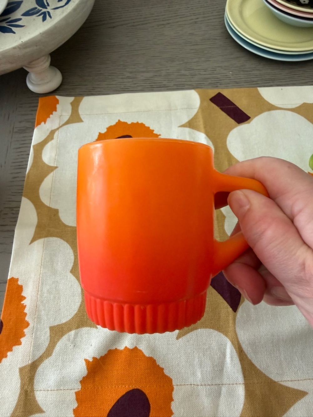 Fire King Orange to Red Ombre Mugs - Set of 1